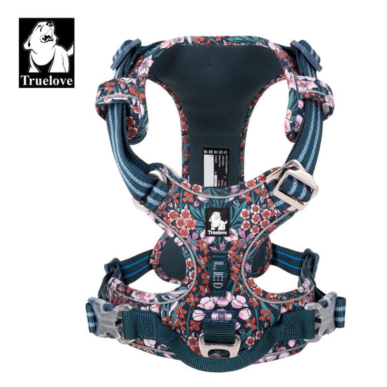 Truelove Pet Harness Floral No Pull Cotton Fabric Breathable and Reflective Soft Cats Dogs Small Medium Walking Running TLH5655 - Wowza