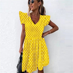 Summer Dress 2021 Women Ruffle Spring  Street Sexy Casual Slim Thin Beach Party O Neck Mini Polka Dot Dress Vestidos De Fiesta