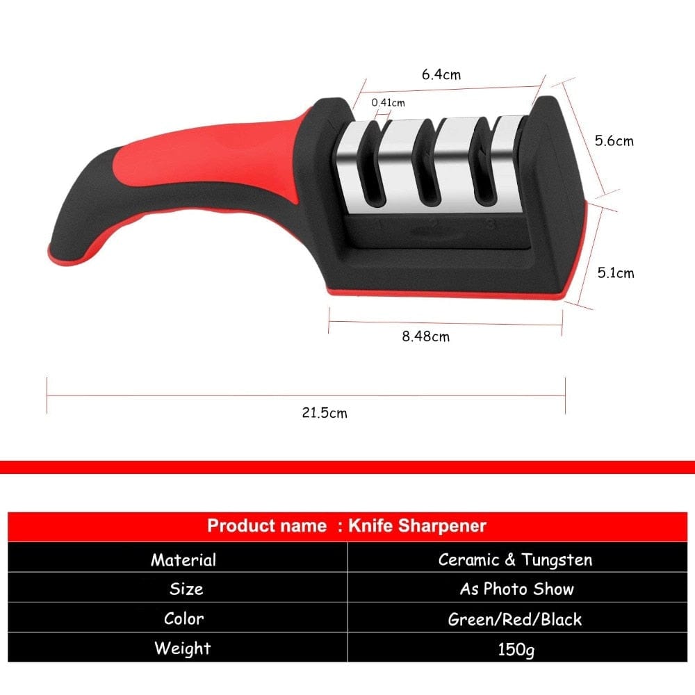 LMETJMA 3-Stage Knife Sharpener with 1 More Replace Sharpener Manual Kitchen Knife Sharpening Tool For all Knives KC0319 - Wowza