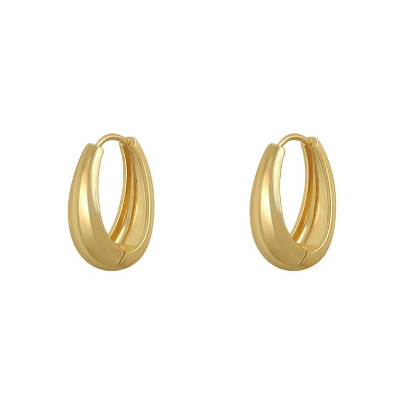 2020 New Classic Copper Alloy Smooth Metal Hoop Earrings For Woman Fashion Korean Jewelry Temperament Girl's Daily Wear Earrings