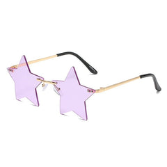 SO&EI Vintage Unique Star Shape Mirror Rimless Sunglasses Women Fashion Clear Ocean Lens Eyewear Men Trending Sun Glasses Shades