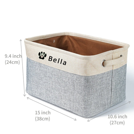 Personalized Pet Dog Toy Storage Basket Dog Canvas Bag Foldable Pet Cat Toys Linen Storage Box Bins Dog Accessories Pet Supplies - Wowza