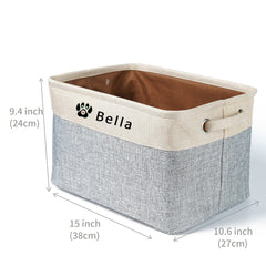 Personalized Pet Dog Toy Storage Basket Dog Canvas Bag Foldable Pet Cat Toys Linen Storage Box Bins Dog Accessories Pet Supplies - Wowza