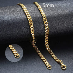 Vnox Cuban Chain Necklace for Men Women, Basic Punk Stainless Steel Curb Link Chain Chokers,Vintage Gold Color Solid Metal Colla