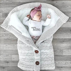 Autumn and Winter Stroller Baby Sleeping Bag Outdoor Button Baby Knitted Sleeping Bag Wool Brushed and Thick Baby's Blanket