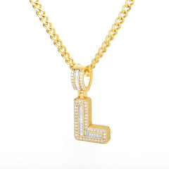 Trend Ice Out Letters Necklace Pendant for Women Men Initials Cubic Zirconia A-Z Alphabet Clavicle Necklace Collar Fashion Gift