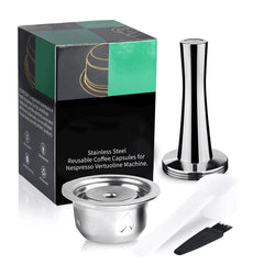 2 IN 1Reusable Vertuo Coffee Capsule Steel Stainless Metal for Nespresso Vertuoline Plus Machine Cream Coffee Filter - Wowza