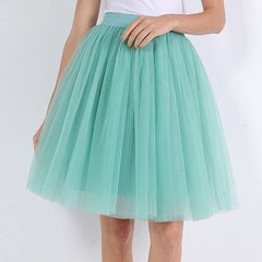 Quality 5 Layers Fashion Tulle Skirt Pleated TUTU Skirts Womens Lolita Petticoat Bridesmaids Midi Skirt Jupe Saias faldas