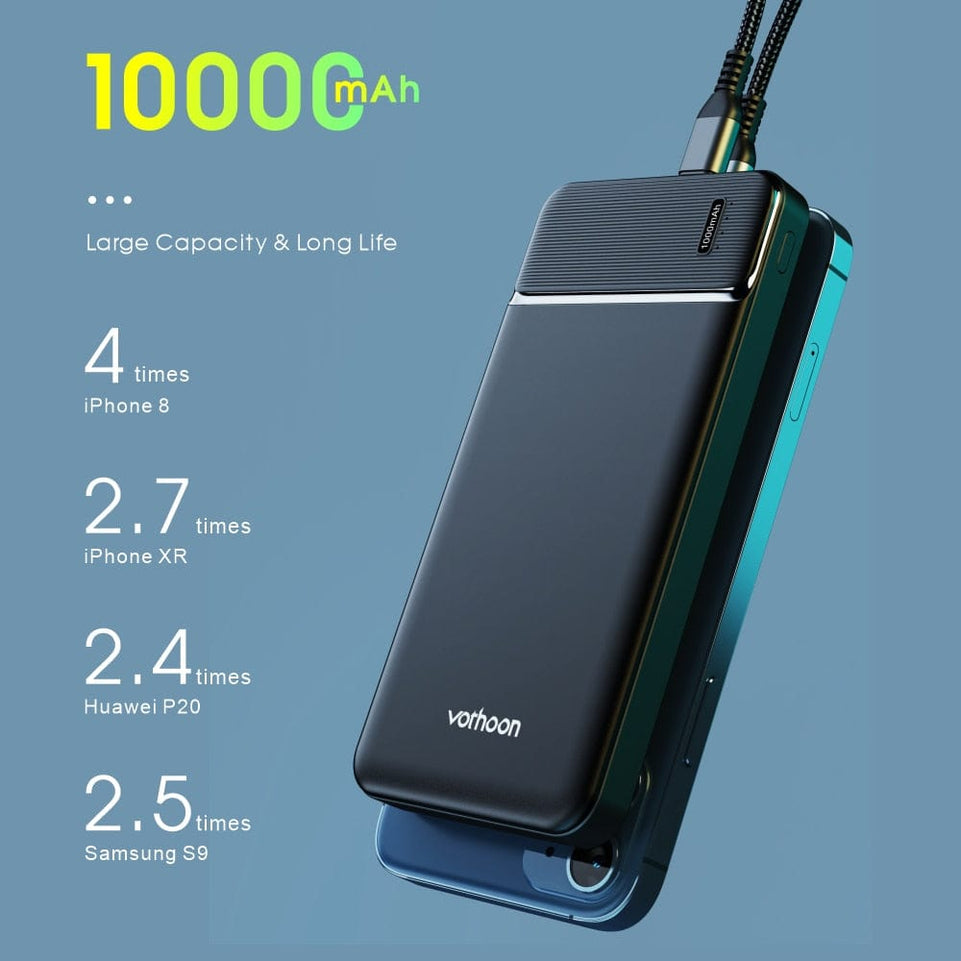 Power Bank 10000mAh 2 USB Portable Charging PowerBank External Battery Portable Powerbank For iPhone 12 Samsung Xiaomi