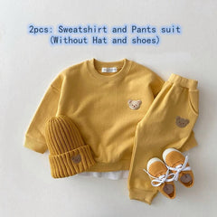 Toddler Outfits Baby Boy Tracksuit Cute Bear Head Embroidery Sweatshirt And Pants 2pcs Sport Suit Fashion Kids Girls Clothes Set