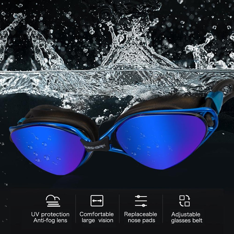 QUESHARK Women Men Adults HD Anti-Fog UV Protection Swimming Goggles Water Sport Diving Swim Glasses With Portable Box Set
