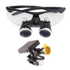 Dental Loupes Magnifier Lab Medical Magnification Binocular 2.5/3.5x420 Headlight Headlamp 5W Cloth Case