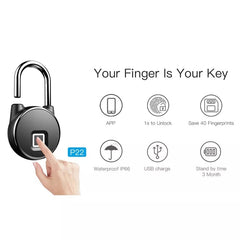 Tuya Smart Lock Fingerprint Padlock Smart Padlock Cabinet Lock Dormitory Anti-Theft Lock USB Rechargeable Security Keyless Lock