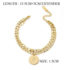 New Gold Plated Curb Cuban Chain Bracelets & Bangles For Women Stainless Steel Thick Link Chain Bracelets Fashion Jewelry