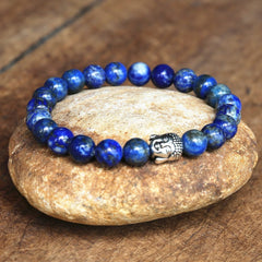 8MM Natural Stone Lapis Luzuli Beaded Antique Buddha Bracelet Fashion Tibetan Buddhism Bracelet Handmade DIYJewelry