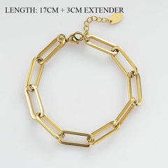 New Gold Plated Curb Cuban Chain Bracelets & Bangles For Women Stainless Steel Thick Link Chain Bracelets Fashion Jewelry