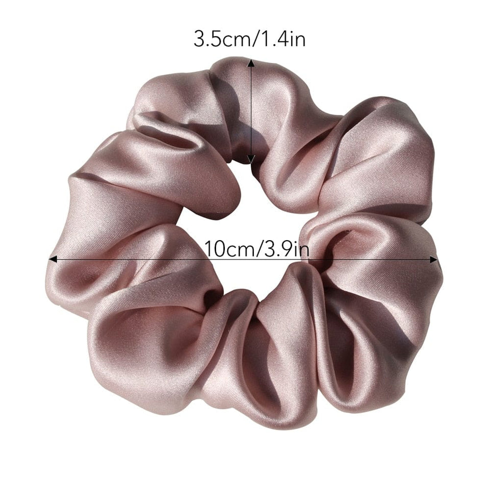 100% Pure Mulberry Silk Large Scrunchies Rubber Bands Hair Ties Gum Elastics Ponytail Holders for Women Girls 16 Momme 3.5CM