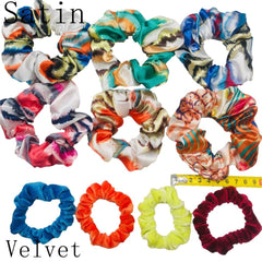 Scrunchies Set Hair Accessories Velvet Chiffon ties band Sequins organza Ponytail Holder Headwear No Crease Leopard Solid  10pcs