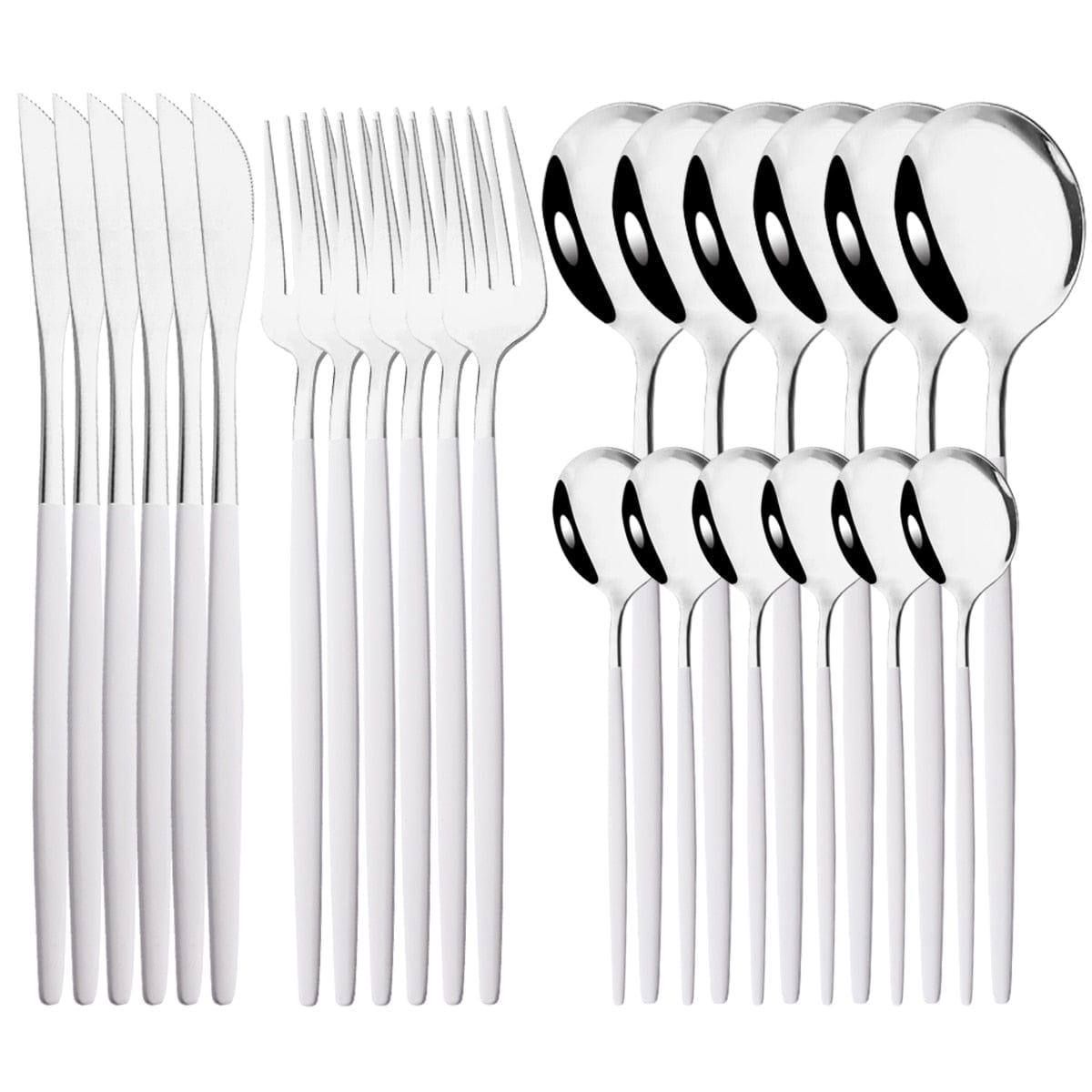 24Pcs Mirror Gold Dinnerware Cutlery Set Stainless Steel Tableware Set Knife Fork Coffee Spoon Party Flatware Silverware Set - Wowza