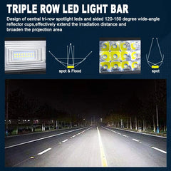 32"Or 42" inch 7D Led Bar Tri-Row  Led Light Bar Work Light 4x4 Truck ATV Car Off road Driving Light Bar 12V