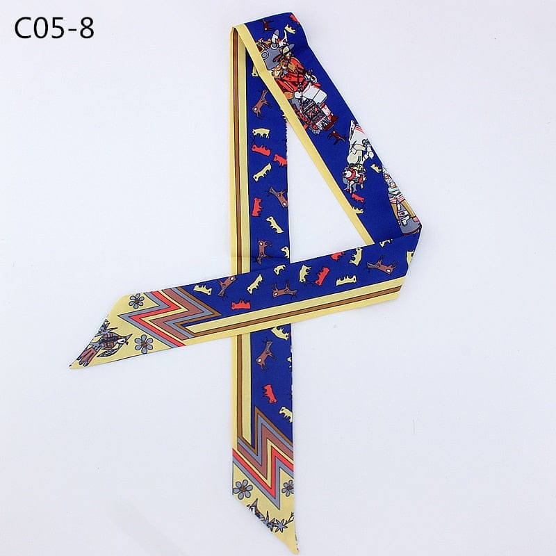 Silk Scarf For Women Letter chain Printed Handle Bag Ribbons Brand Fashion Head Scarf Small Long Skinny Scarves