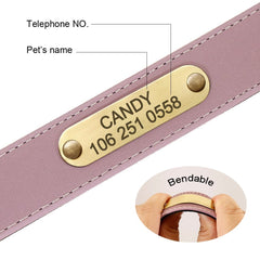 Dog Collar Personalized Engraved Dog Nameplate Collar Leather Padded Pet Puppy ID Collars Reflective For Small Medium Large Dogs - Wowza