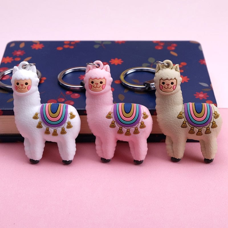 New Qualitied Original cartoon Lamb cute Luck Zodiac Alpaca keychain key ring Simulation Animals Pendant Jewelry Birthday gift