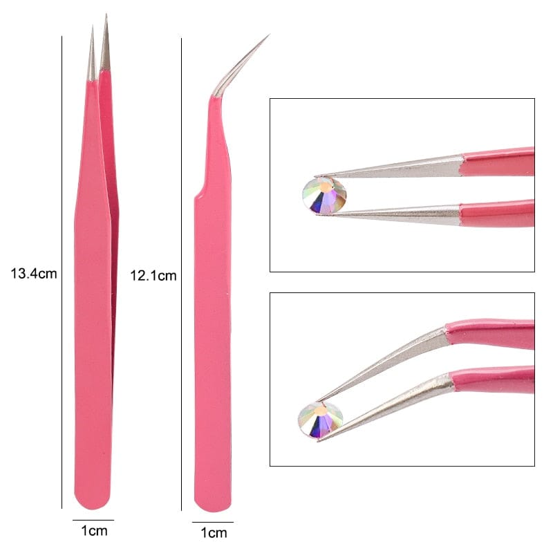 Qiao Excellent Quality Tweezers Bend+Straight New Stainless Steel Industrial Anti-static Cross Tweezers Sewing Accessories Tools