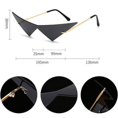 SO&EI Oversized Triangle One Piece Women Sunglasses Vintage Rimless Clear Ocean Lens Eyewear Fashion Men Cat Eye Sun Glasses