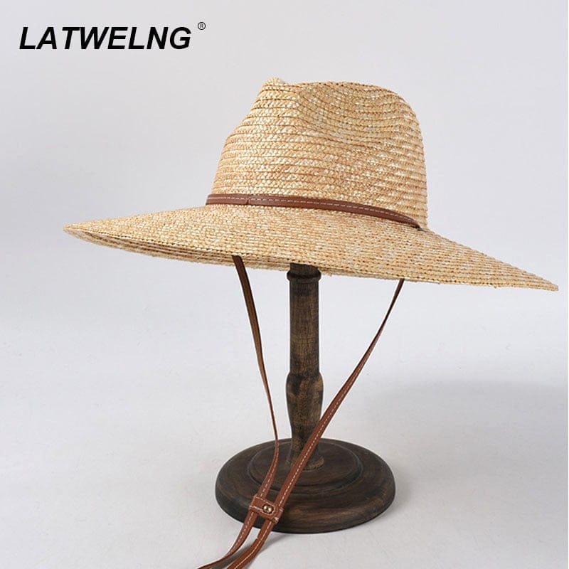 New Belt Strap Straw Sun Hat For Women Fashion Vacation Beach UV Hats WideBrim Panama Hats Outdoor