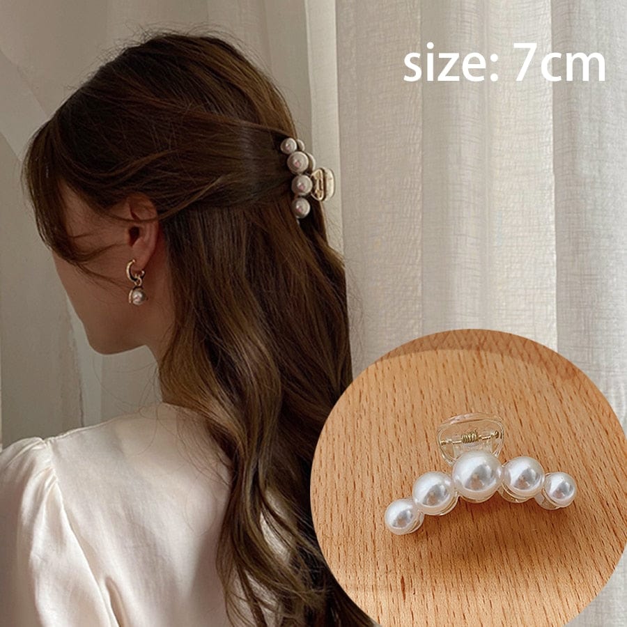Korean Acrylic Hair Claws Pearl Claw Clips For Woman Large Size Barrette Crab  For Girl Shark Clip Fashion Hair Accessories