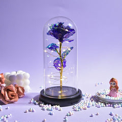 Gifts for Women Beauty and The Beast Preserved Roses In Glass Galaxy Rose LED Light Artificial Flower Birthday Gift for Girls