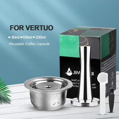 2 IN 1Reusable Vertuo Coffee Capsule Steel Stainless Metal for Nespresso Vertuoline Plus Machine Cream Coffee Filter - Wowza