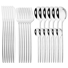 24Pcs Mirror Gold Dinnerware Cutlery Set Stainless Steel Tableware Set Knife Fork Coffee Spoon Party Flatware Silverware Set - Wowza