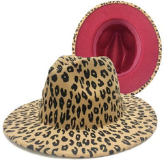 Rose red fedora hat new leopard print hat European and American men's and women's hat fedora jazz winter hat шапка женская