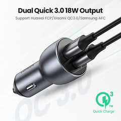 UGREEN Car Charger,Fast Charger for Redmi Note 10，USB Charger for Xiaomi iPhone，Quick 3.0 Charge for Samsung，QC3.0 Phone Charger