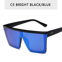 2025 Vintage Male Flat Top Sunglasses Men Brand Black Square Shades UV400 Gradient Sun Glasses For Women Cool One Piece Designer