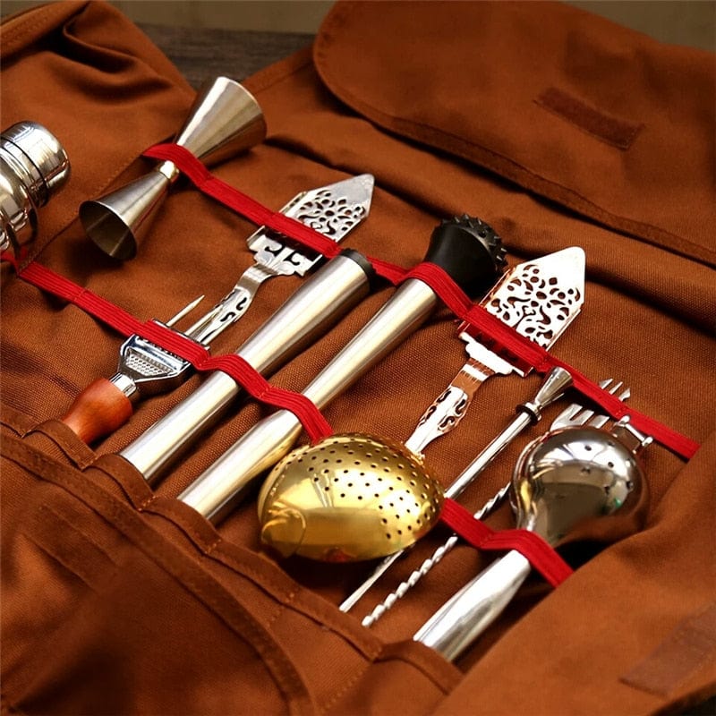 Bar Tool Bag Bartender Tool Kit Cocktail Shaker Set - Wowza