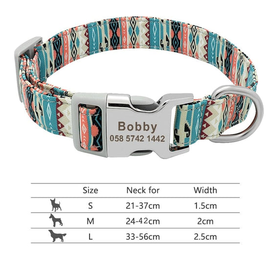 Customized Printed Pet Collar Nylon Dog Collar Personalized Free Engraved Puppy ID Name Collar for Small Medium Large Dogs Pug - Wowza