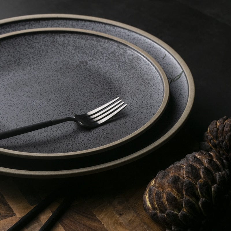 Exclusive KINGLANG Black Ceramic Dinner Plate Western Big Steak Plate Main Course Plate Dish Restaurant Wholesale Plates - Wowza