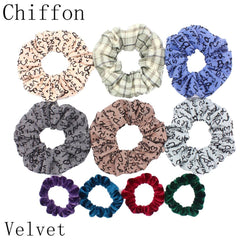 Scrunchies Set Hair Accessories Velvet Chiffon ties band Sequins organza Ponytail Holder Headwear No Crease Leopard Solid  10pcs