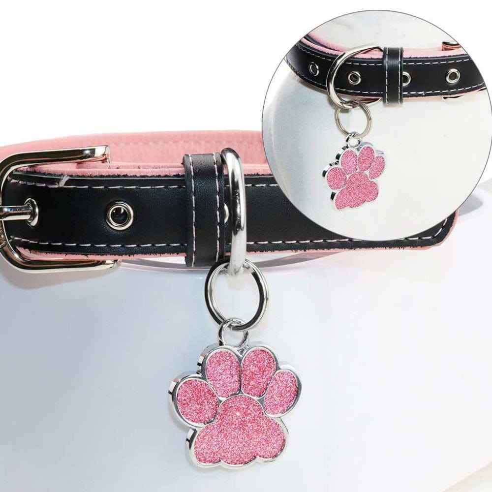 Personalized Dog Cat Tags Engraved Cat Dog Puppy Pet ID Name Collar Tag Pendant Pet Accessories Paw Glitter Pendant - Wowza