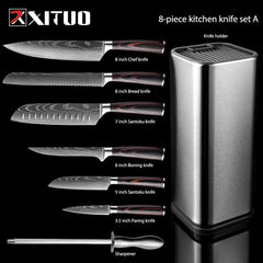 XITUO Chef Bread Eviscerate Sliced Fruit Chinese Japanese Kitchen Knife Sharp Utility santoku Complete Damascus Pattern Cooking - Wowza