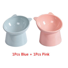 2Pcs/set Cat Bowl 45°Neck Protector High Foot Dog Bowl Cat Food Water Bowl Cute Binaural Pet Feeding Cup Feeder Bowls