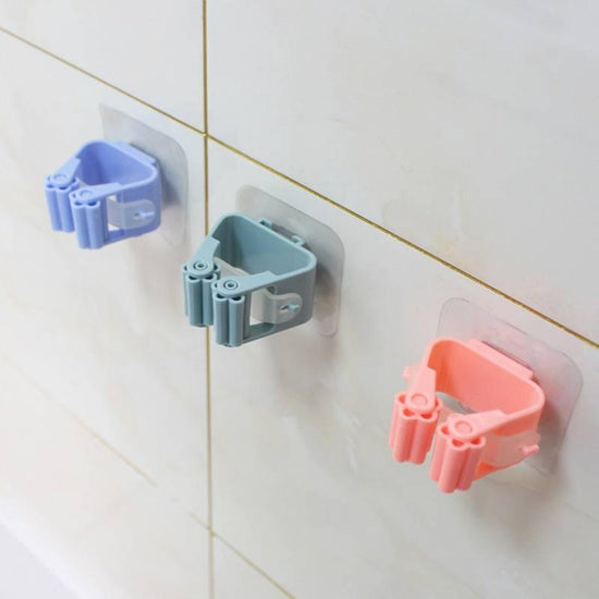 Adhesive Multi-Purpose Hooks Wall Mounted Mop Organizer Holder RackBrush Broom Hanger Hook Kitchen Bathroom Strong Hooks - Wowza