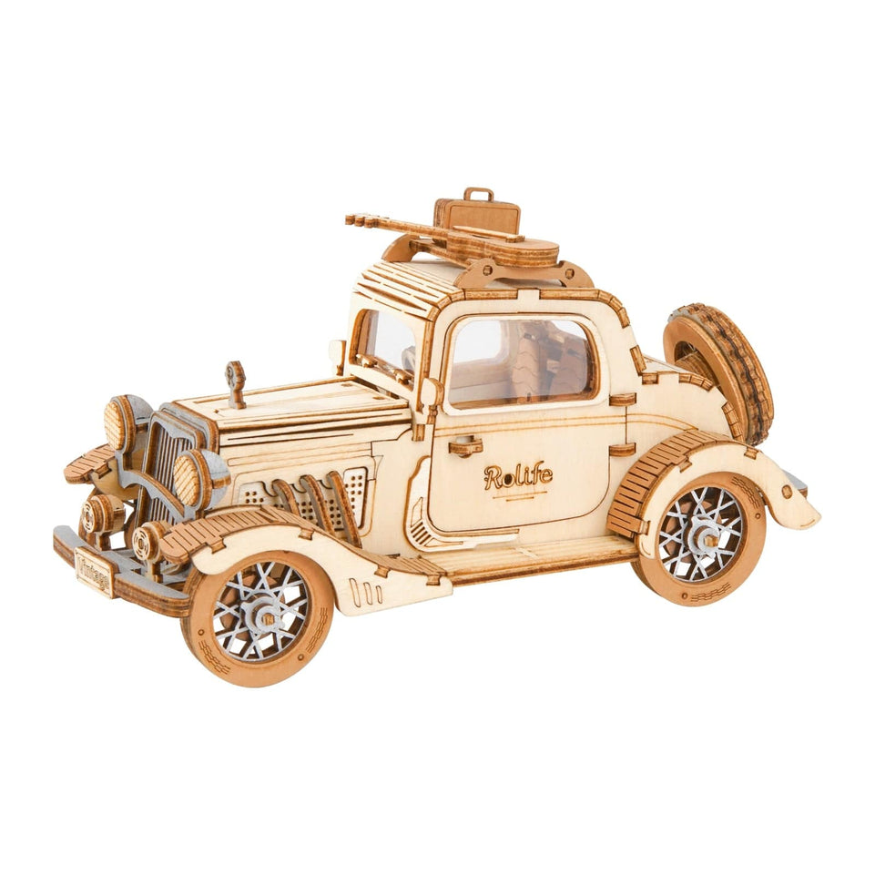 Robotime 3 Kinds DIY 3D Transportation Wooden Model Building Kits Vintage Car Tramcar Carriage Toy Gift for Children Adult