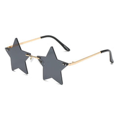 SO&EI Vintage Unique Star Shape Mirror Rimless Sunglasses Women Fashion Clear Ocean Lens Eyewear Men Trending Sun Glasses Shades