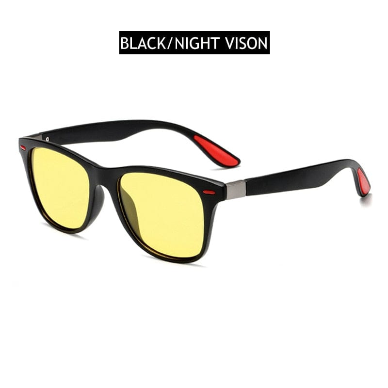 FUQIAN Hot Sale Polarized Sunglasses Men Women Classic Square Plastic Driving Sun Glasses Male Fashion Black Shades UV400