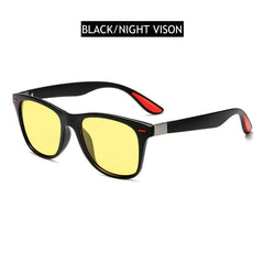 FUQIAN Hot Sale Polarized Sunglasses Men Women Classic Square Plastic Driving Sun Glasses Male Fashion Black Shades UV400