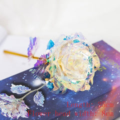 LED Enchanted Galaxy Rose Eternal 24K Gold Foil Flower with String Lights In Dome for Home Decor Christmas Valentine's Day Gift